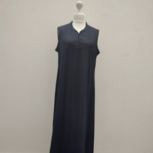 Load image into Gallery viewer, Navy Lace Bordered Sleeveless Abaya
