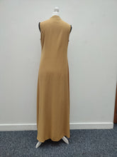 Load image into Gallery viewer, Mustard Lace Trim Sleeveless Abaya
