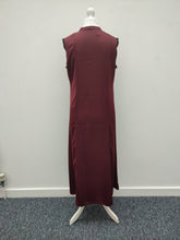 Load image into Gallery viewer, Maroon Lace Trim Sleeveless Abaya
