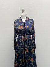 Load image into Gallery viewer, Navy Floral Drawstring Cloak

