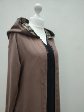 Load image into Gallery viewer, Black &amp; Gold Brocade Detailed Hooded Cloak
